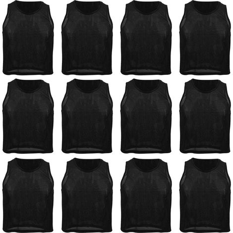12 Pièces Dossards Respirants Maillés pour Entraînement Football Enfants Taille Unique Noir (1/5)