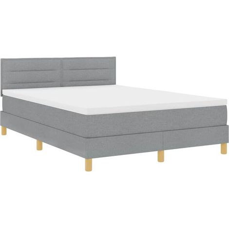 Matelas à ressorts LED avec bande lumineuse LED, gris clair, 140 x 200 cm, revêtement en tissu. (1/5)