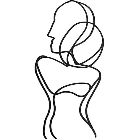 Lignes abstraites Femmes toile peinture au pistolet noyau baiser amoureux noir et blanc peinture décorative minimaliste pour salon (1/5)