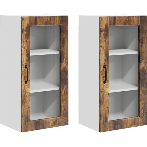 Maison Exclusive - Armario de vidrio para pared LUCCA 2 pcs Roble