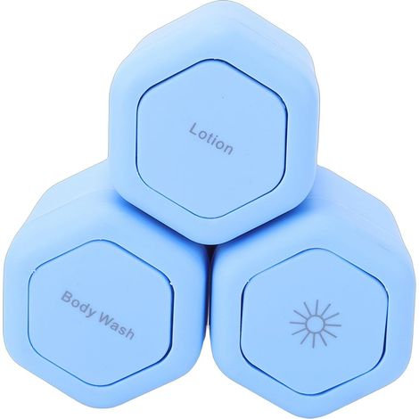 Capsules de Voyage Magnétiques Récipients de Voyage Magnétiques avec Couvercles Pots Cosmétiques 3 Pièces 40 Ml Hexagone à Coque Dure Bouchon à Vis étanche pou (BLUE) (1/5)