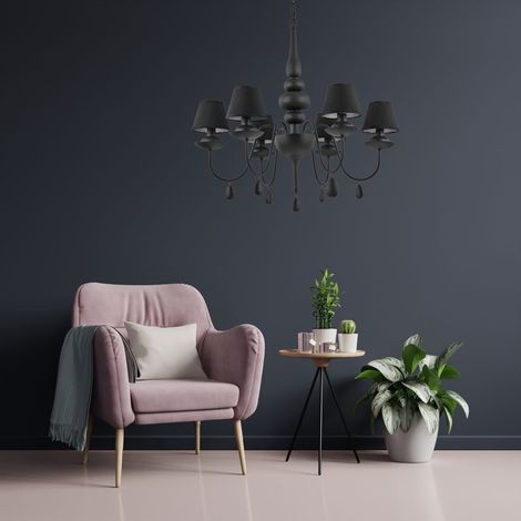 Ideal Lux Blanche - Lustre à 6 bras multiples au fini noir, E14 (1/2)