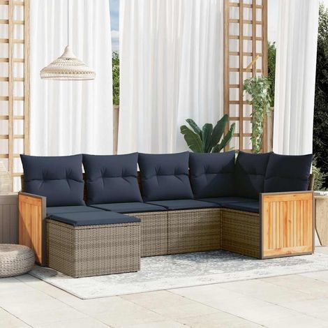 vidaXL Set Divani da Giardino 6 pz con Cuscini Grigio in (1/5)