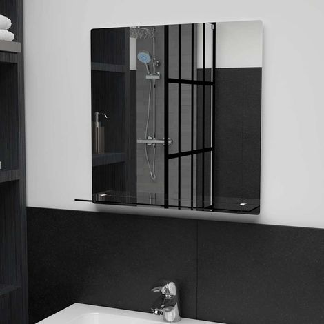 vidaXL Miroir mural avec étagère 50x50 cm Verre trempé (1/5)