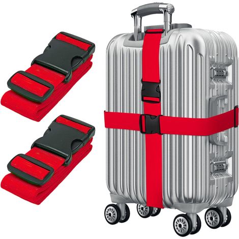 Sangles de Bagage Réglables avec Boucle Ceinture Elastique Valise Croisée Voyage Lanière pour Valise Attache pour Fermeture Sécurisée 2 Pièces (1/5)