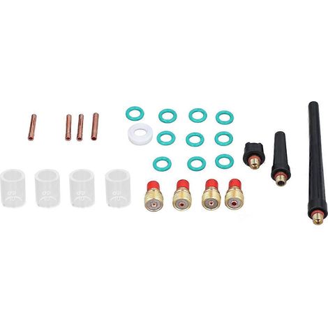 Kit d'accessoires pour torche de soudage TIG 26 pièces avec buse en verre, lentille à gaz et accessoires de soudage pour DB SR WP 9 20 25 (1/4)
