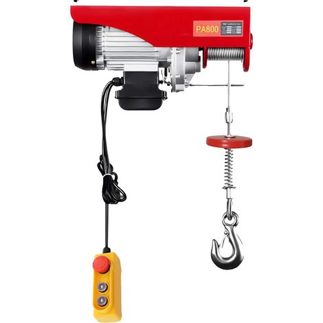 Cabrestante eléctrico, capacidad de carga de 800 kg, control remoto, rojo. (1/2)