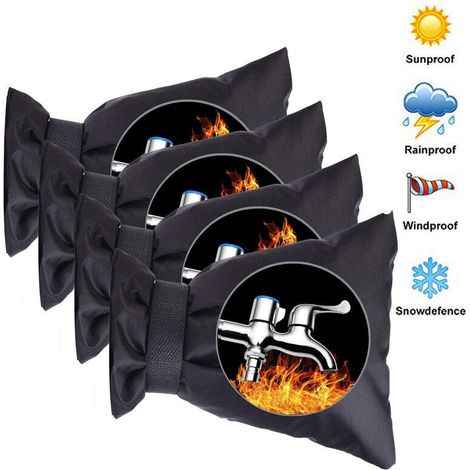 Faucet protector,Housse de Protection Robinet Extérieur,Protection Robinet Extérieur,Couverture Isotherme Thermique Anti-Gel/Neige/Pluie/Givre/Froid, pour Robinet de Jardin et Extérieur (Noir,4pcs) (1/5)