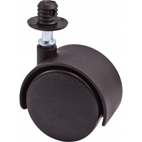 Ruota girevole in plastica con manicotto e copertura, nera, diametro 40 mm, per mobili e poltrone (1/2)