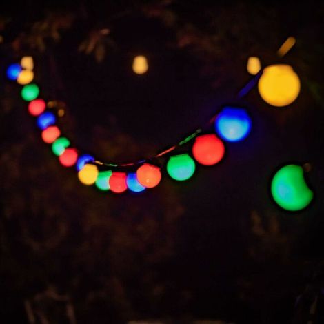 Guirlande LED multicolore 6 mètres, 40 boules lumineuses, étanche pour intérieur et extérieur, décoration festive pour soirées guinguette, anniversaire, mariage et fêtes. (1/5)
