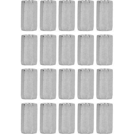 20-teiliges Set Sechskant-Kupplungsmuttern M6 aus rostfreiem Edelstahl, silberfarben