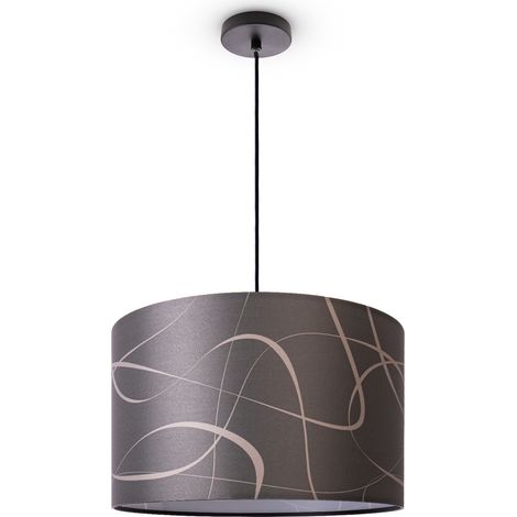 Paco Home Lampada A Plafone Soggiorno Sospensione Tavolo Paralume Tessuto Moderno Astratto Luce a sospensione - Nero, Design 2 (Ø45,5 cm) (1/4)
