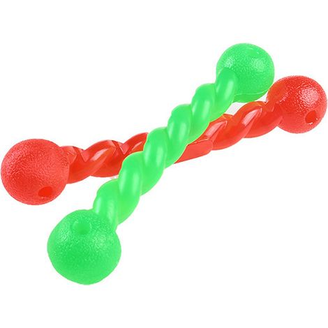 2-teiliges Hundespielzeug-Set aus Gummi, interaktives Hundespielzeug, robuste spiralförmige Kauknochen – interaktive Beißstangen für kleine und mittelgroße Hunde, 20 cm