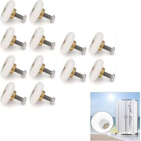 Lot de 4 roulettes de rechange pour portes de douche coulissantes, diamètre 19 mm (1/4)