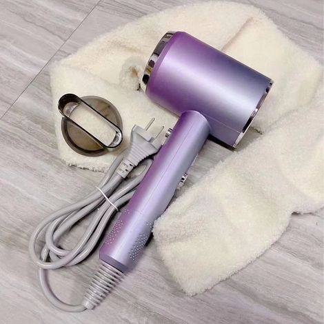 Sèche-cheveux double usage avec air chaud et froid, haute efficacité, multifonctionnel, léger, usage domestique, qualité professionnelle, dégradé violet. (1/5)