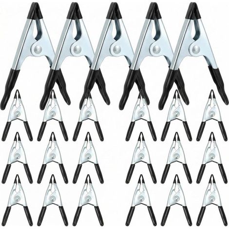 Jeu de 20 Pinces à Ressort Non Corrosif Tailles 10 cm et 5 cm Acier Zingué, Embouts et Poignées en PVC Antidérapants (1/5)