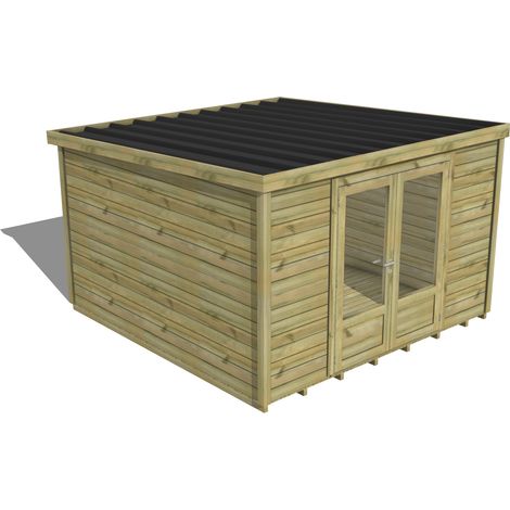 ABRI DE JARDIN bois traité 27mm, Essentiel, 3,4x3,4m, 12m2, Plancher (1/3)