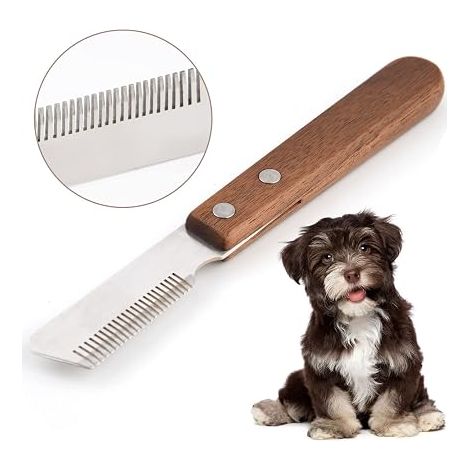 Couteau à Trimmer pour Main Droitier Couteau à dénuder Chien avec Manche Ergonomique en Bois (1/5)
