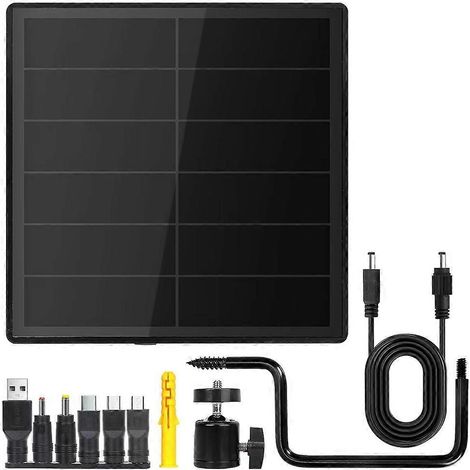 D5 5W Solarpanel für Video-Türklingeln, wasserdichtes Ladegerät (IP66) mit 5,5 x 2,1 mm DC-Anschluss, 5V Ausgang (1/5)