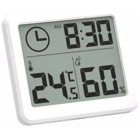 Termómetro higrómetro digital LCD para interiores con pantalla LCD, medidor de temperatura/humedad en °C/°F y despertador (-10-70 °C). (1/4)