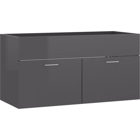 Maison Exclusive - Armoire d'évier Gris brillant 90x38,5x46 cm Bois d’ingénierie