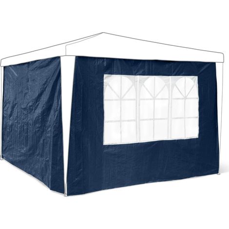Panneau latéral pour pavillon tonnelle de jardin tente réception de 3 x 3 m parois fenêtres protection pluie vent soleil, bleu lot de 2 (1/5)
