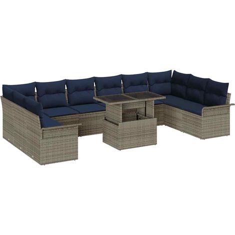Maison Exclusive - Set Divano da Giardino 11 pcs Grigio Rattan in Polipropilene