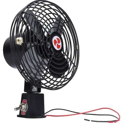 Ventilateur de refroidissement pour voiture 12 V CC, avec commutateur à 2 vitesses, ventilateur en métal noir robuste, adapté aux voitures, 8 pouces (1/5)