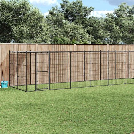 Outdoor-Hundezwinger mit Überdachung Stahl 16,94 m²