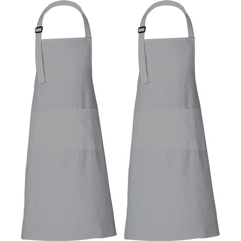 Grembiule da cucina di alta qualità per uomo e donna - Grembiule da chef e da barbecue - Regolabile con cinghie lunghe e fibbia - 3 ampie tasche - Lavabile in lavatrice a 60°C - Grigio