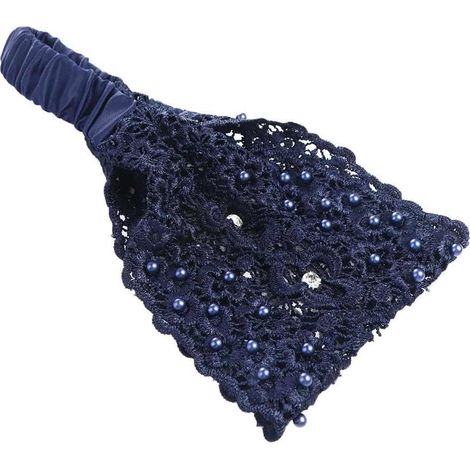 Serre-tête exquis en dentelle pour femme - Large côté avec perles et fleurs - Accessoires pour cheveux (1/5)