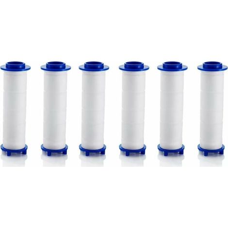 6-teiliger universeller austauschbarer Filter für Duschkopf, 8,5 x 2 cm Negativ-Ionen-Duschfilter für abnehmbaren Duschkopf, Umkehrosmose, Chlor- und Fluorid- und Partikelfiltration, Blau + Weiß