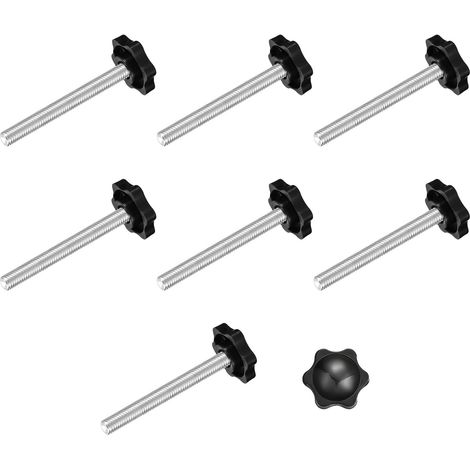 8Pcs Bouton de Serrage à Vis, M8 x 70mm Poignée en Étoile Hexagonale en Plastique pour Vis de Serrage à la Main pour Base de Parasol Meubles Mécaniques, 32mm Dia (1/5)