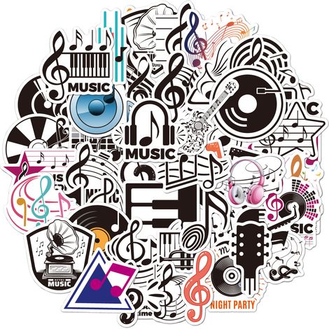 Autocollants pour notes de musique - 50 autocollants en vinyle