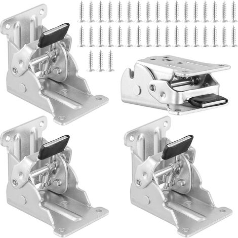 Für 4er-Pack 0-90° klappbare Tischbeine, Klappscharnier mit Schrauben, klappbare Stützhalterung, klappbare Konsole für Tischbeine, Werkbank, Silber