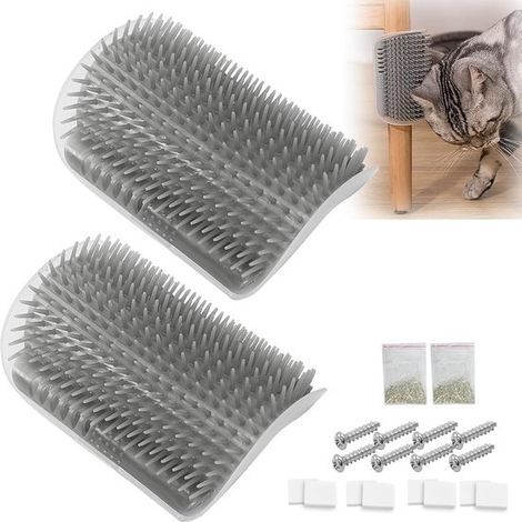 Set mit 2 Eckbürsten für Katzen - Grau - Katzenbürste - Eckbürste (1/5)