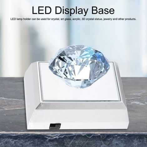 Socle de lampe LED carré pour statues en acrylique cristal, argenté (lumière colorée) (1/5)