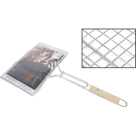 Barbecue Grill Double Poignée Bois Grille Rôtir Poisson 34,5x22cm