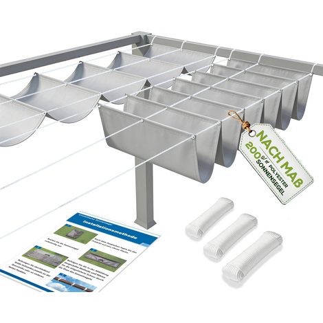 Voile d'ombrage rétractable en vague avec œillets 1x2,5m - Toile d'ombrage sur mesure, imperméable, protection UV 95%, résistante aux intempéries - Protection solaire pour terrasse, pergola (1/5)