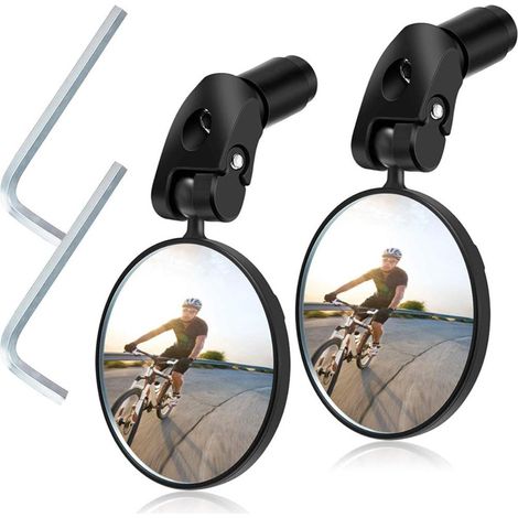 Rétroviseur vélo 360° réglable rotatif, miroir convexe avec 2 clés Allen pour cyclisme extérieur, VTT et route. (1/5)