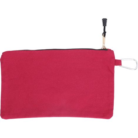 Sac à outils zippé, multi-usage, en toile imperméable et portable, avec mousqueton de rangement, rouge foncé
