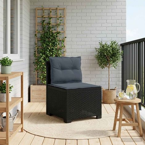 Canapé de jardin 1 place aspect rotin en polypropylène avec coussins Anthracite - PANGIVO (1/5)