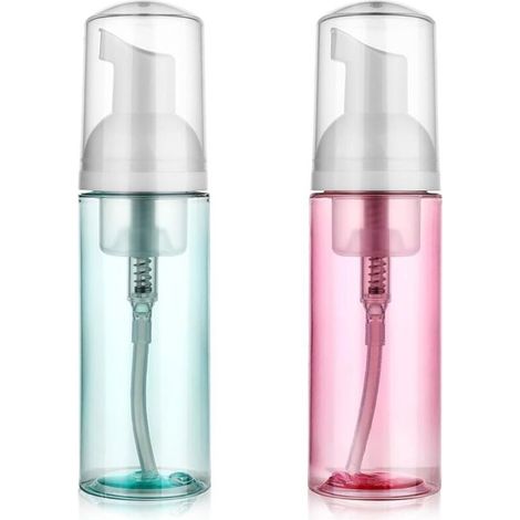 Lot de 2 flacons pompe à mousse, 50 ml, distributeur de savon mousse petit format, transparent-AquaForge (1/4)