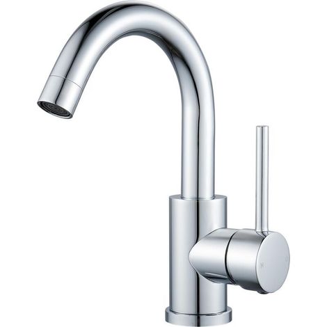 Mitigeur de Lavabo Chromé, Robinet Salle de Bain Pivotant à 360°, Haut Robinets de Lavabo pour Salle de Bain en Acier Inoxydable, Monocommande Robinet Lavabo pour Eau Chaude/Froide, Chromé (1/4)