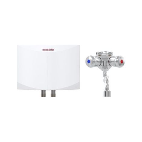 Stiebel Eltron Mini-Durchlauferhitzer DNM 3 mit MAW Zweigriff-Wandarmatur, 3,5kW 230V, Weiß