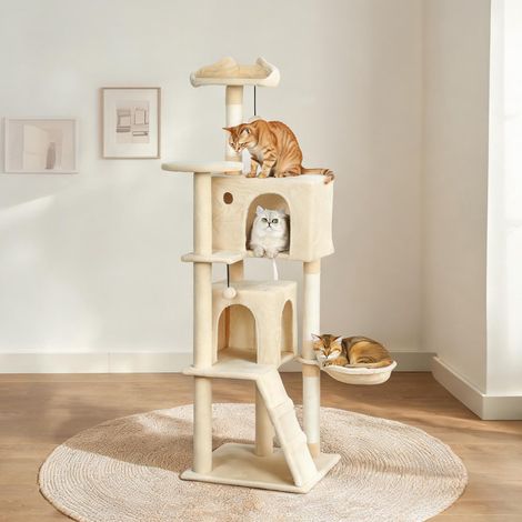 Arbre à chat beige en aglomerado de Madera Felpa 48 x 48 x 160 cm (1/5)