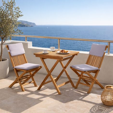 Conjunto de mesa y 2 sillas de jardín de teca Harry