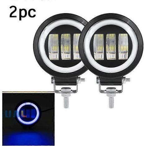 2PCS / 1PCS LED Projecteur de travail Niva 4x4 tout-terrain pour voiture, camion, quad, SUV, remorque, moto tout-terrain, feux de conduite étanches 2x bleu (.381) (1/5)