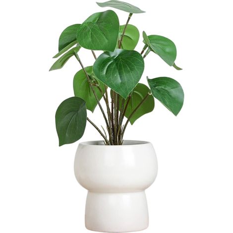 Bouquet de fleurs artificielles, fleurs en plastique longue durée, pot rond décoratif + pothos (1/2)