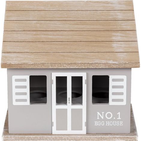 Boîte à œufs en bois en forme de maison range-œufs rustique gris et marron 20x14x18 cm - PANGIVO (1/3)